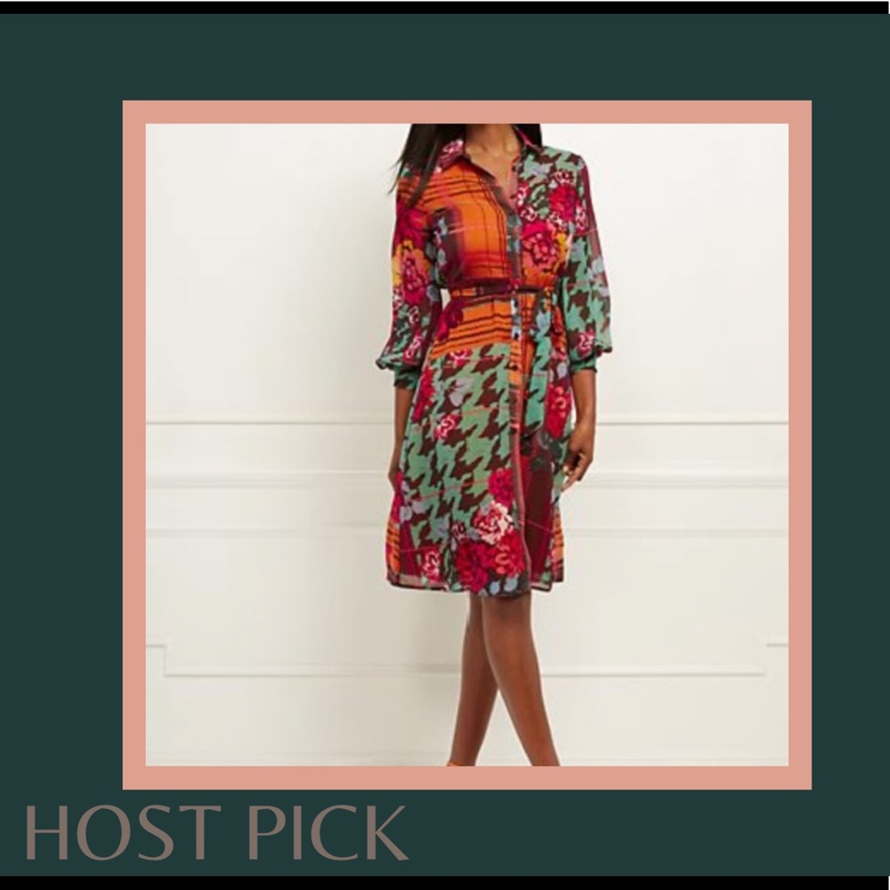 ⬇️🎉HP X 2🎉Petite Mixed Print Shirt Dress
